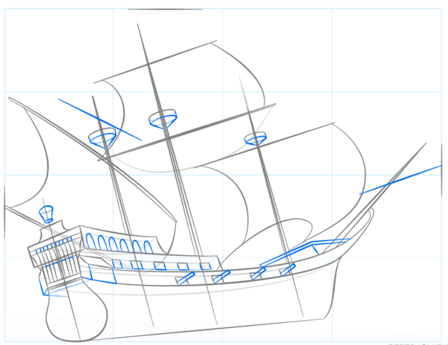 Як намалювати корабель - вчимося малювати корабель в морі і космічний корабель